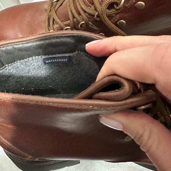 Cole Haan Briana Grand Lace-up Leather Hiker Boots 8.5 Brown Waterproof - Picture 5 of 10